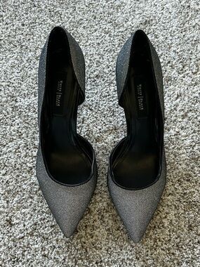 White House Black Market Metallic Silver Pointed D'Orsay Pumps
